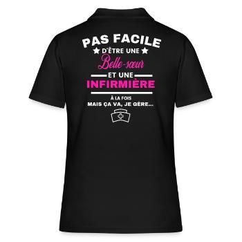 pas facile d'être INFIRMIÈRE et Belle-sœur - Polo Femme - noir - Dos - Ailine (174cm)