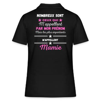 Plus Importants m'appellent Mamie - Polo Femme - noir - Dos - Ailine (174cm)