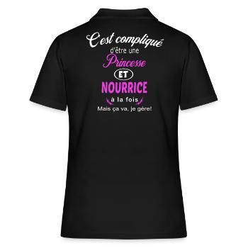 c'est compliqué princesse et nourrice - Polo Femme - noir - Dos - Ailine (174cm)