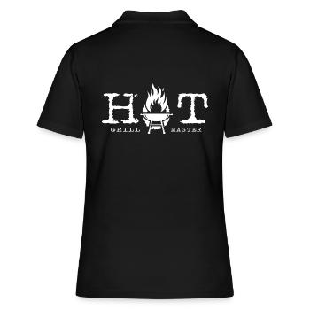 "Hot Grillmaster" BBQ Steak Holzkohle-Grill - Frauen Polo Shirt - Schwarz - Hinten - Ailine (174cm)