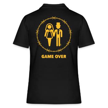 Game over / fil de fer barbelé (mariage jeunes mariés JGA) - Polo Femme - noir - Dos - Ailine (174cm)