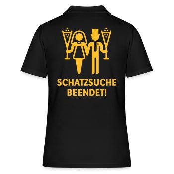 Schatzsuche Beendet! (Brautpaar, Hochzeit, Heirat) - Frauen Polo Shirt - Schwarz - Hinten - Ailine (174cm)