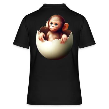 Affe aus dem Ei - Frauen Polo Shirt - Schwarz - Hinten - Ailine (174cm)