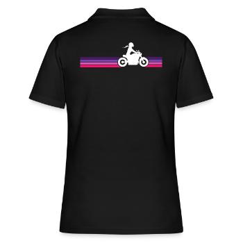Motorradfahrerin Frau Chopper Bikerin Biker Girl - Frauen Polo Shirt - Schwarz - Hinten - Ailine (174cm)