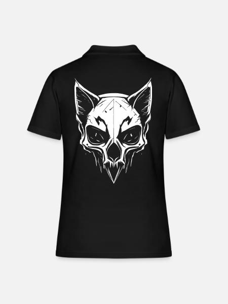 Katzen Skull - Frauen Polo Shirt - Schwarz