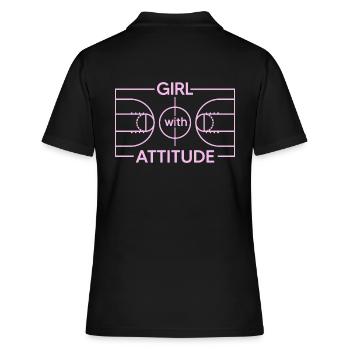 basketballerin slamdunk basketball dunk-girl - Frauen Polo Shirt - Schwarz - Hinten - Ailine (174cm)