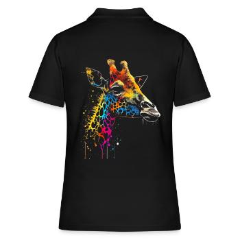 Illustration colorée Giraffe Graffiti Airbrush - Polo Femme - noir - Dos - Ailine (174cm)