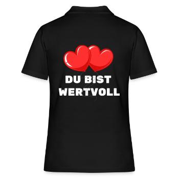 Du bist Wertvoll Herz Luftballon Liebe Zuneigung - Frauen Polo Shirt - Schwarz - Hinten - Ailine (174cm)
