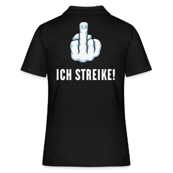 Stinkefinger – Ich Streike! (Streik Streikposten) - Frauen Polo Shirt - Schwarz - Hinten - Ailine (174cm)