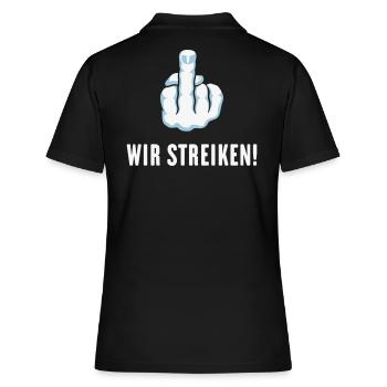 Stinkefinger – Wir Streiken! (Streik Streikposten) - Frauen Polo Shirt - Schwarz - Hinten - Ailine (174cm)