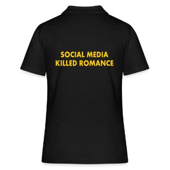 social media killed romance - Frauen Polo Shirt - Schwarz - Hinten - Ailine (174cm)