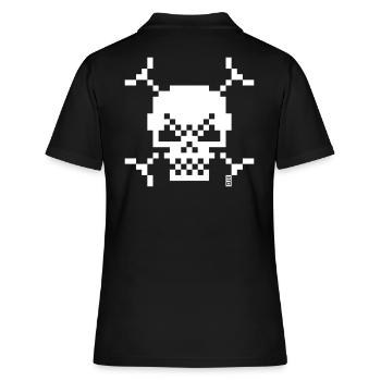 Pixel Skull Petit Pixel Art Jolly Roger Blanc - Polo Femme - noir - Dos - Ailine (174cm)