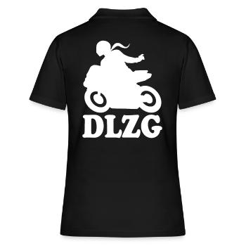 DLZG Motorradfahrerin Die Linke zum Gruß Motorrad - Frauen Polo Shirt - Schwarz - Hinten - Ailine (174cm)