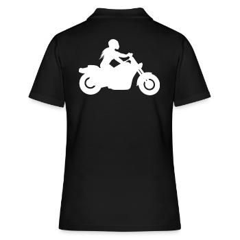 Motorcyclist Chopper Custombike Cruiser Woman - Women's Polo Shirt - black - Back - Ailine (174cm)