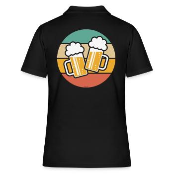 X2 Bierkrüge Stoßen An, Prosit! (Bier / Sonne / 5C - Frauen Polo Shirt - Schwarz - Hinten - Ailine (174cm)