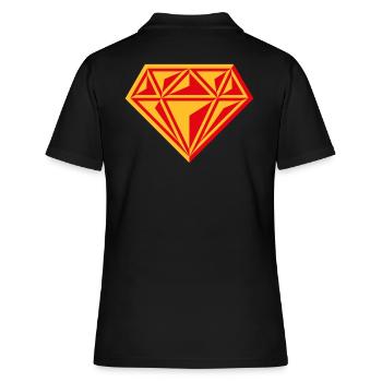 Diamond (Gemstone / Brilliant / Symbol / Red / 2C) - Women's Polo Shirt - black - Back - Ailine (174cm)