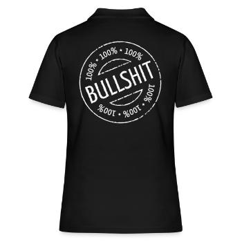 100% Bullshit Stamp (Stempel / White) - Frauen Polo Shirt - Schwarz - Hinten - Ailine (174cm)