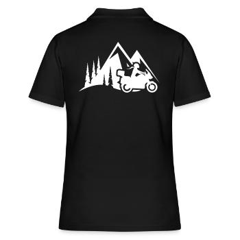 Motorradfahrerin Tourer Berge Reiseenduro Frau - Frauen Polo Shirt - Schwarz - Hinten - Ailine (174cm)