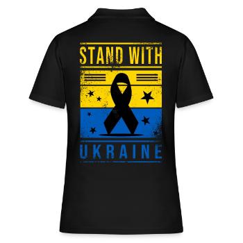 Ukraine Flagge mit Friedenszeichen - Frauen Polo Shirt - Schwarz - Hinten - Ailine (174cm)