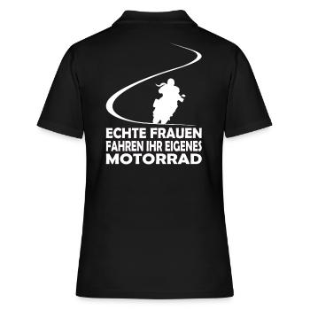 Echte Frauen fahren ihr eigenes Motorrad Bikerin - Frauen Polo Shirt - Schwarz - Hinten - Ailine (174cm)
