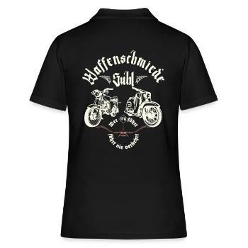 Simson - Waffenschmiede Suhl - Ostalgie - DDR - Frauen Polo Shirt - Schwarz - Hinten - Ailine (174cm)