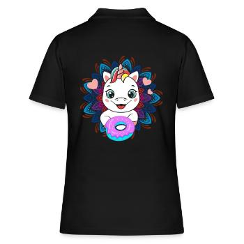Bébé licorne gourmand de donuts - Polo Femme - noir - Dos - Ailine (174cm)