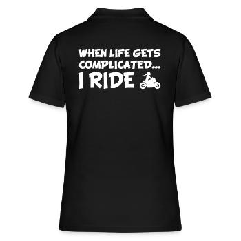 Bikerin Biker Girl Motorradfahrerin Bikergirl - Frauen Polo Shirt - Schwarz - Hinten - Ailine (174cm)
