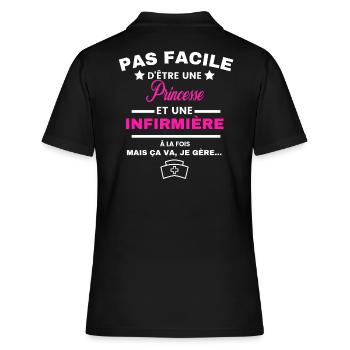 pas facile d'être INFIRMIÈRE et Princesse - Polo Femme - noir - Dos - Ailine (174cm)