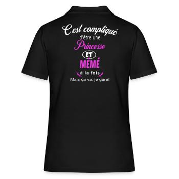 c'est compliqué princesse et mémé - Polo Femme - noir - Dos - Ailine (174cm)