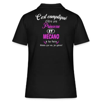 c'est compliqué princesse et mécano - Polo Femme - noir - Dos - Ailine (174cm)