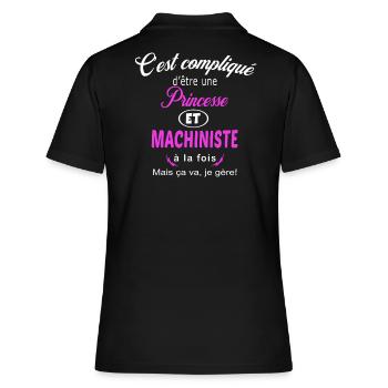 c'est compliqué princesse et machiniste - Polo Femme - noir - Dos - Ailine (174cm)