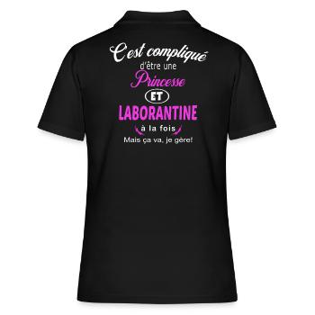 c'est compliqué princesse et laborantine - Polo Femme - noir - Dos - Ailine (174cm)