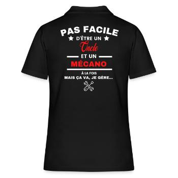 pas facile d'être Mécano et Oncle - Polo Femme - noir - Dos - Ailine (174cm)