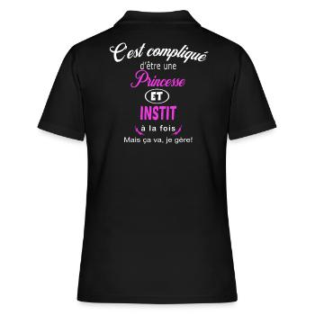 c'est compliqué princesse et instit - Polo Femme - noir - Dos - Ailine (174cm)