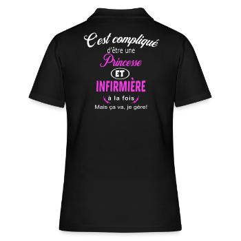 c'est compliqué princesse et infirmière - Polo Femme - noir - Dos - Ailine (174cm)