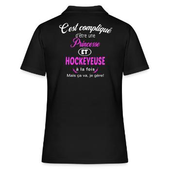 c'est compliqué princesse et hockeyeuse - Polo Femme - noir - Dos - Ailine (174cm)