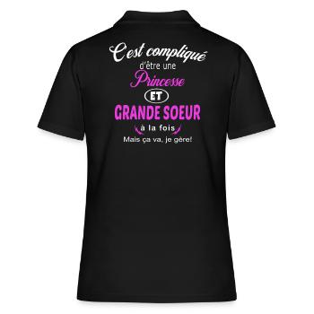 c'est compliqué princesse et grande soeur - Polo Femme - noir - Dos - Ailine (174cm)