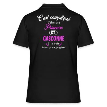 c'est compliqué princesse et Gasconne - Polo Femme - noir - Dos - Ailine (174cm)