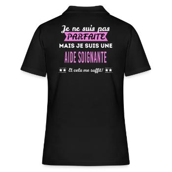 Je ne suis pas parfaite aide soignante - Polo Femme - noir - Dos - Ailine (174cm)