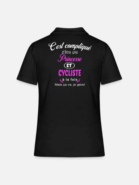 c'est compliqué princesse et cycliste - Polo Femme - noir