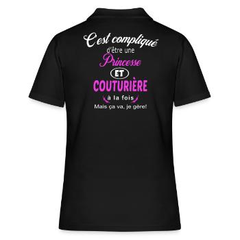 c'est compliqué princesse et couturière - Polo Femme - noir - Dos - Ailine (174cm)