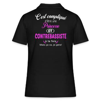 c'est compliqué princesse et contrebassiste - Polo Femme - noir - Dos - Ailine (174cm)