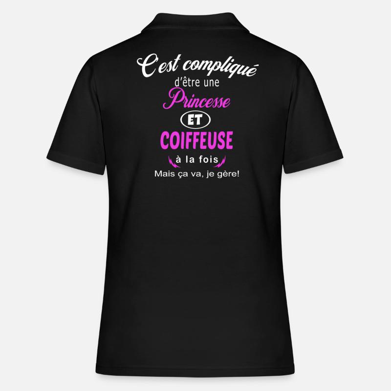 c'est compliqué princesse et coiffeuse - Polo Femme - noir