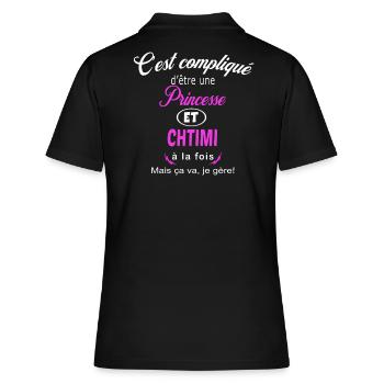 c'est compliqué princesse et chtimi - Polo Femme - noir - Dos - Ailine (174cm)