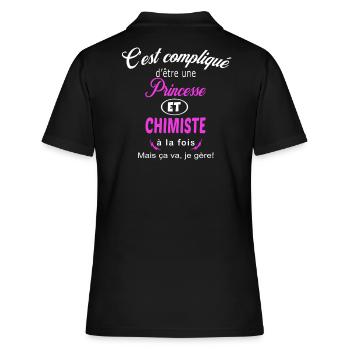 c'est compliqué princesse et chimiste - Polo Femme - noir - Dos - Ailine (174cm)