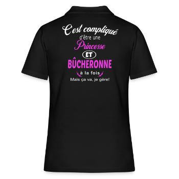 c'est compliqué princesse et bûcheronne - Polo Femme - noir - Dos - Ailine (174cm)