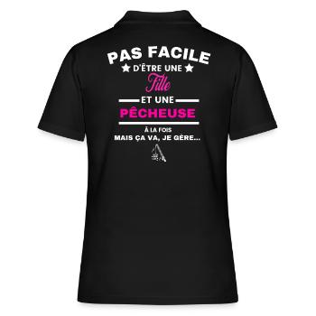 pas facile d'être plombière et Fille - Polo Femme - noir - Dos - Ailine (174cm)