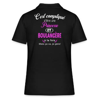 c'est compliqué princesse et boulangère - Polo Femme - noir - Dos - Ailine (174cm)