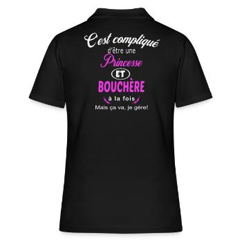c'est compliqué princesse et bouchère - Polo Femme - noir - Dos - Ailine (174cm)