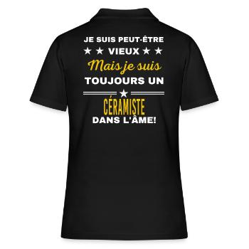 Je suis peut-être vieux CÉRAMISTE - Polo Femme - noir - Dos - Ailine (174cm)